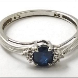 Preloved Solid 10K Sapphire/Dia Ring
